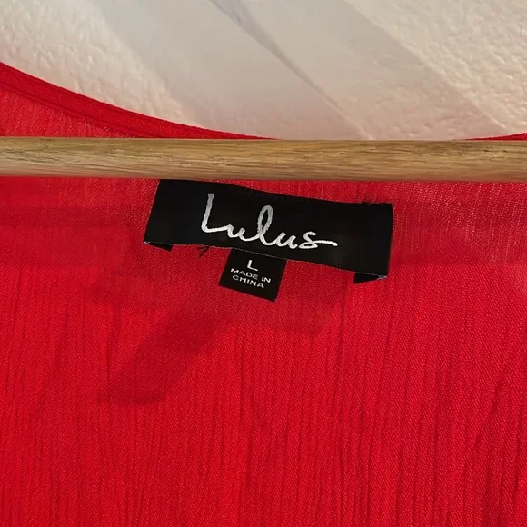 🆕 LuLu’s Much Obliged Red Wrap Maxi Dress, Size L - Picture 7 of 10